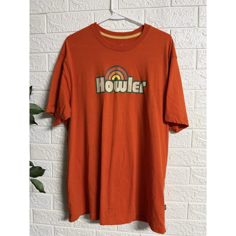 Howler Brothers Graphic T-Shirt Mens XL Orange Rainbow. * Stains On Front